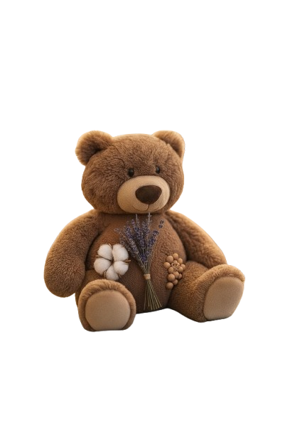 Tyngd björn Gustav – handgjord plyschleksak med lavendel och värmepåse